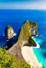 Island of Nusa Penida, of Balis famous beaches is T-Rex head. Formation resembling dinosaur head. Art Print